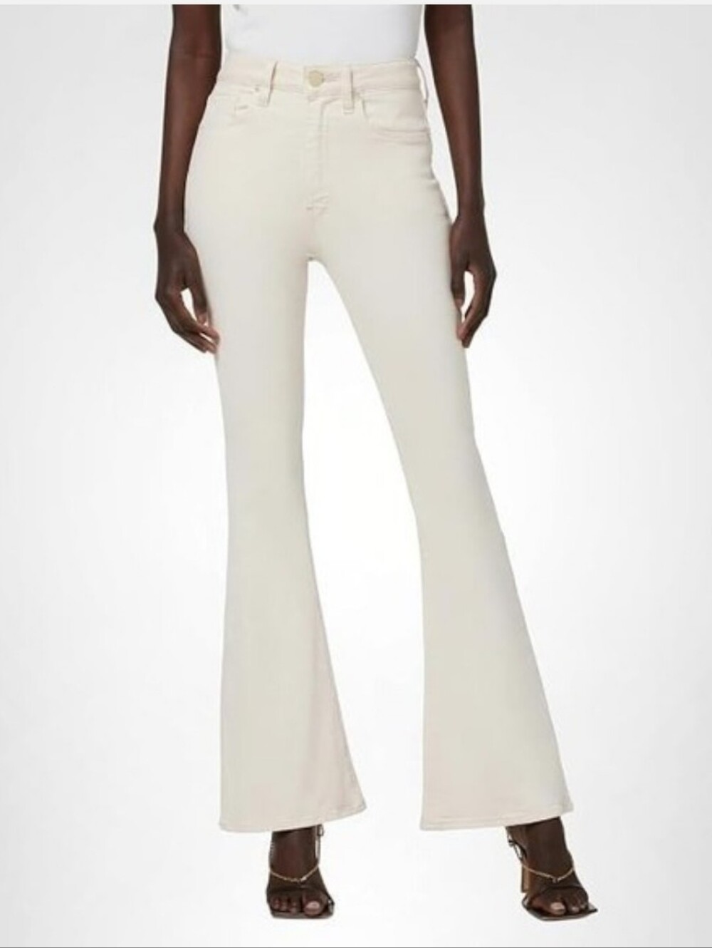 Hudson Holly High Rise Flare Barefoot Jeans 28 Egret Ivory Cream Stretch